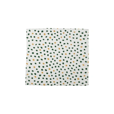 Vietri Bohemian Linens Dot Green/gold Napkins - Set Of 4