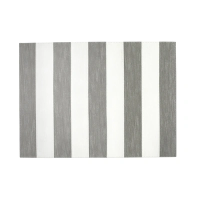 Vietri Reversible Placemats Gray/white Striped Rectangular Placemat