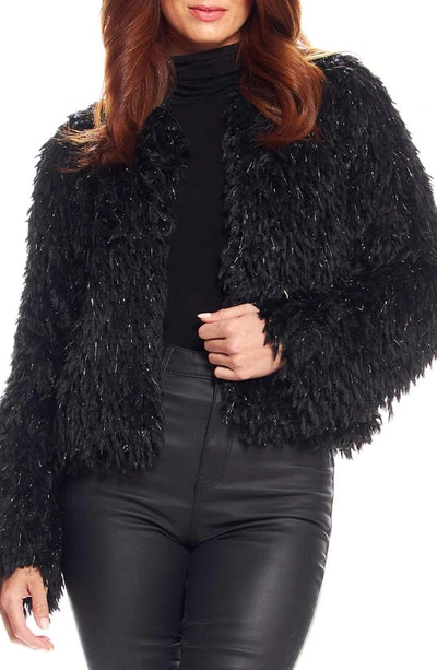 Donna Salyers Fabulous-furs Hit The Lights Metallic Faux Fur Jacket In Black