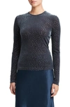 Vince Vine Velvet Burnout Long Sleeve Top In Obsidian