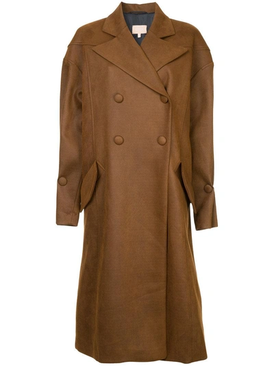 Liya Oversized Double Breasted Coat - Brown