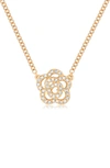 Ef Collection Diamond Rose Pendant Necklace In 14k Rose Gold