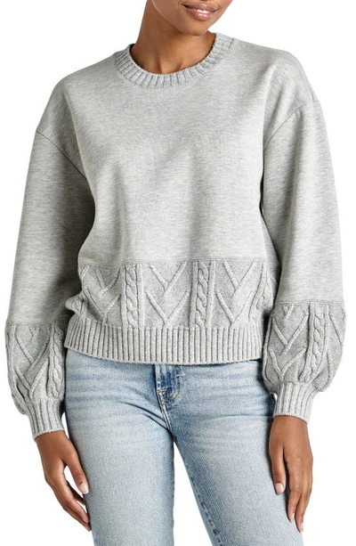 Splendid Vienna Cable Stitch Trim Jumper In Light Heather Grey