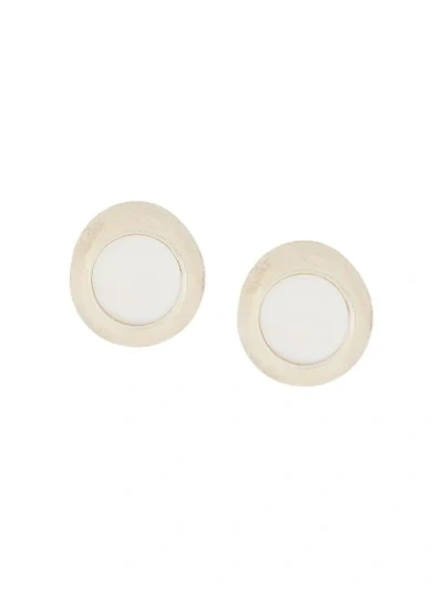 Liya Oval Stone Earrings In White