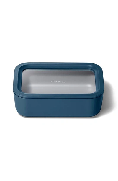 Caraway 6.6-cup Glass Food Storage Container In Navy