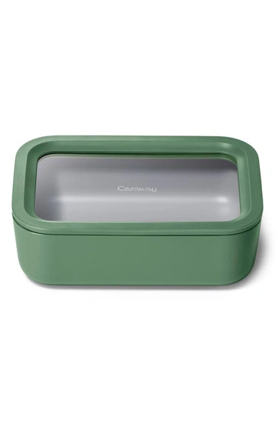 Caraway 6.6-cup Glass Food Storage Container In Sage