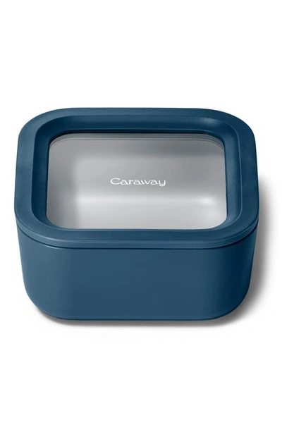 Caraway 4.4-cup Glass Food Storage Container In Navy