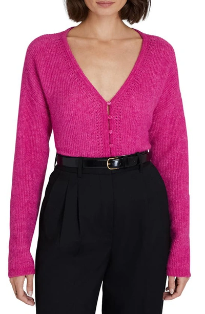 Club Monaco Reversible Alpaca & Wool Blend Cardigan In Hot Pink/ Rose Lumineux