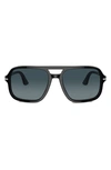 Persol 58mm Polarized Pilot Sunglasses In Black