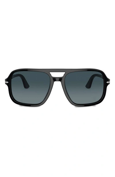 Persol 58mm Polarized Pilot Sunglasses In Black