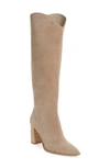 Steve Madden Bixby Pointed Toe Knee High Boot In Sand Suede