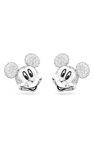 Swarovski X Disney® 100 Mickey Mouse Stud Earrings In Silver