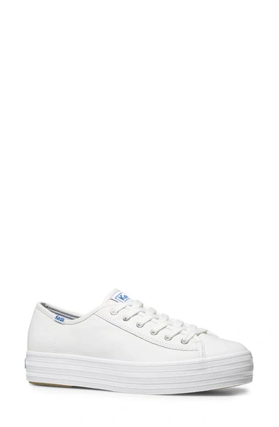 Keds Triple Kick Platform Sneaker In White Leather