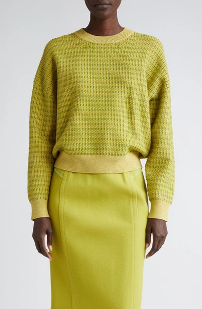 St John Bicolor Textured Sweater In Yellow/green/chartreuse Multi