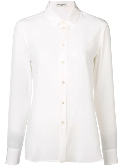 Saint Laurent Classic Collar Silk Shirt In White