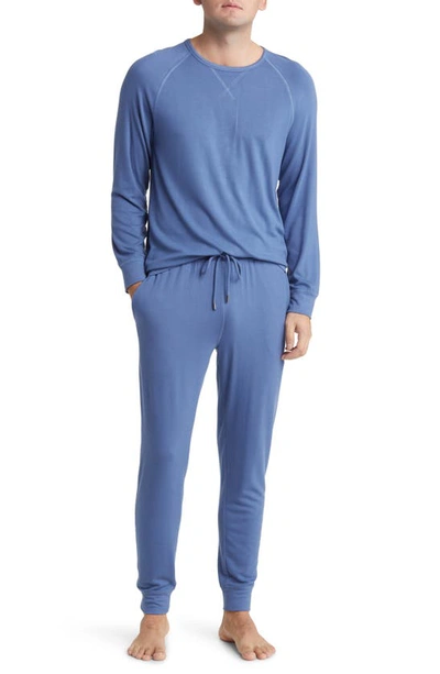 Daniel Buchler Stretch Viscose Pyjama Joggers In Blue