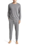 Daniel Buchler Long Sleeve Stretch Viscose Pajama T-shirt In Grey