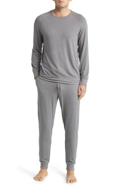 Daniel Buchler Long Sleeve Stretch Viscose Pajama T-shirt In Grey