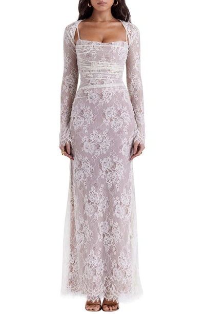 House Of Cb Artemis Long Sleeve Lace Maxi Dress In Vintage Cream