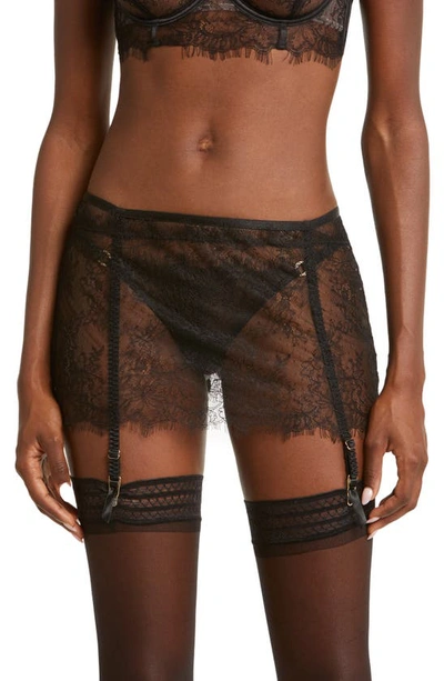 Bluebella Camelia Sheer Lace Garter Skirt In Black