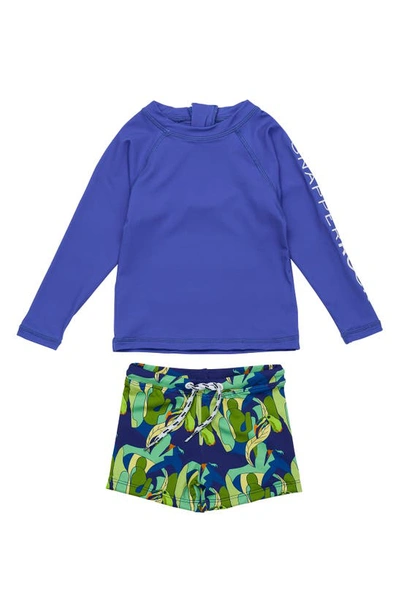 Snapper Rock Babies' Long Sleeve Two-piece Rashguard Swimsuit In Blue
