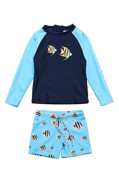 Snapper Rock Babies' Kids' Angel Fish Two-piece Rashguard Swimsuit In Blue