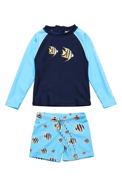 Snapper Rock Babies'  Kids' Angel Fish Two-piece Rashguard Swimsuit In Blue