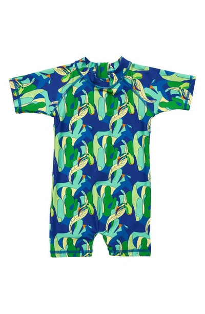 Snapper Rock Babies' Toucan Jungle Short Sleeve One-piece Rashguard Swimsuit In Open Miscellaneous