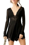 Free People Rendezvous Lace Trim Top In Black Combo