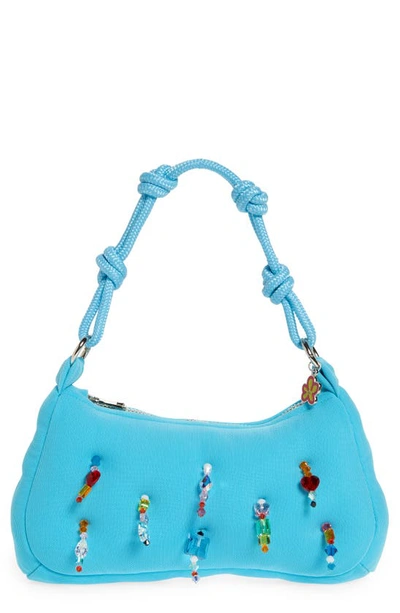 Marshall Columbia Poppy Purse Swarovski Crystal Embellished Plush Shoulder Bag In Sky Blue