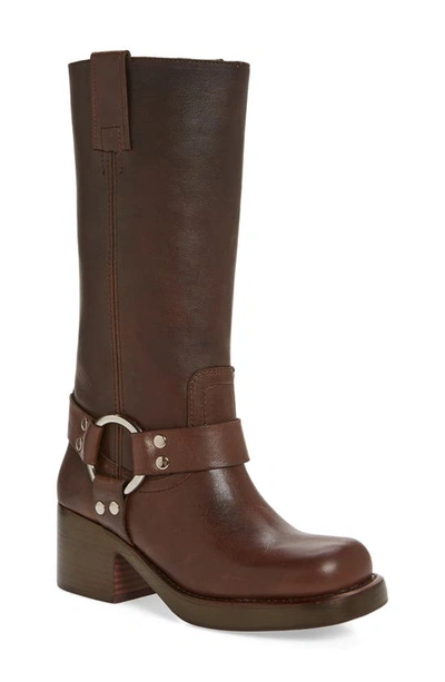 Jeffrey Campbell Reflection Western Boot In Brown Distressed Silver