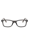 Ray Ban 53mm Square Optical Glasses In Black Grey