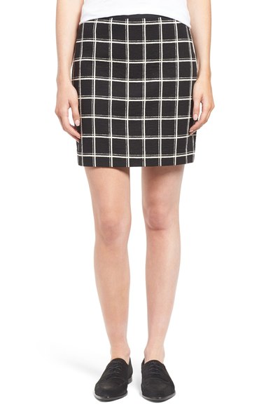 Madewell 'bowery' Plaid Miniskirt In True Black | ModeSens