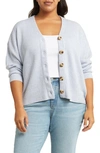 Madewell Cameron Rib Coziest Yarn Cardigan Sweater In Heather Serene Blue