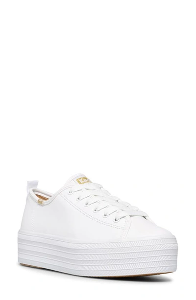 Keds Triple Up Trainer In White Leather
