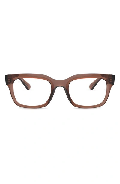 Ray Ban Chad 54mm Rectangular Optical Glasses In Transparent Brown