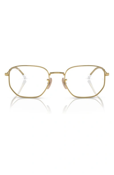 Ray Ban 53mm Irregular Optical Glasses In Gold Flash