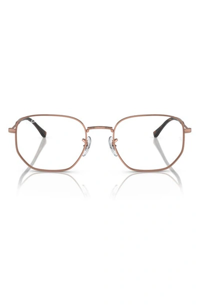 Ray Ban 53mm Irregular Optical Glasses In Rose Gold