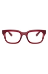 Ray Ban Chad 52mm Rectangular Optical Glasses In Transparent Red