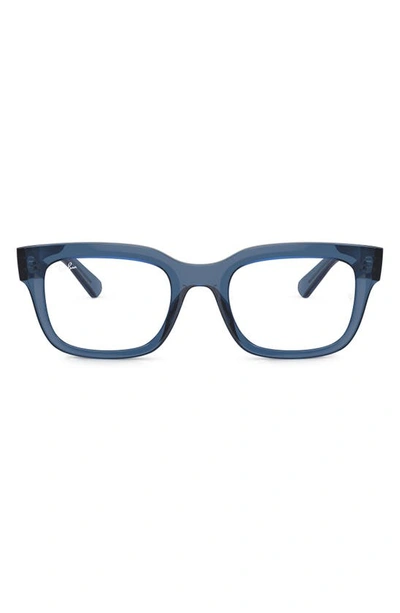 Ray Ban Chad 52mm Rectangular Optical Glasses In Dark Blue