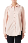 Endless Rose Embellished Oversize Cotton Shirt In Dusty Pink
