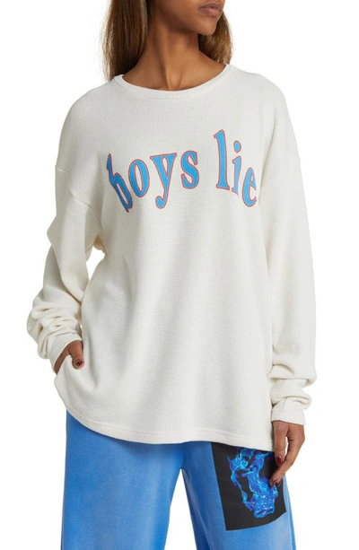 Boys Lie Electric Love Long Sleeve Thermal Knit Graphic T-shirt In White