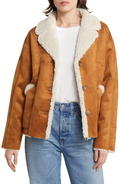 Brixton Reserve Faux Shearling Jacket In Caramel