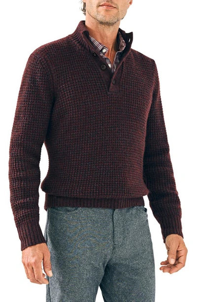 Faherty Wool & Cashmere Regular Fit Mock Neck Jumper In Maroon Rock Marl