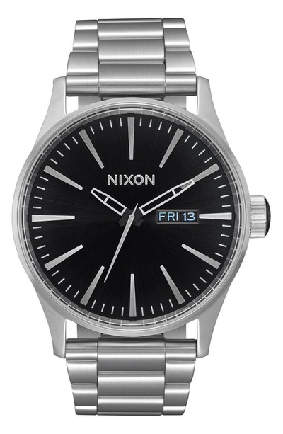 Nixon Sentry Bracelet Watch, 42mm In Black Sunray