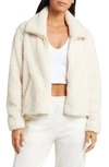 Beyond Yoga Faux Fur Zip Jacket In Ivory