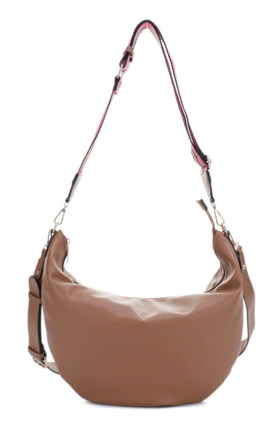 Mali + Lili Megan Crescent Crossbody Bag In Camel