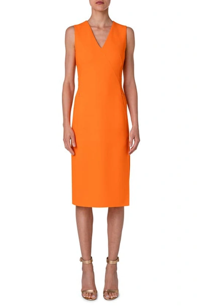 Akris Virgin Wool Crepe Sheath Dress In Pumpkin