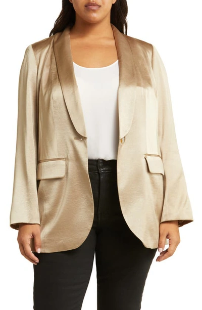 Madewell Metallic Satin Oversize Blazer In Matchstick