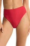 Sea Level Retro High Waist Bikini Bottoms In Red